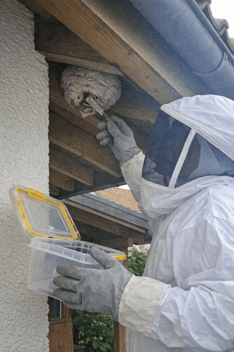 Fachkraft im Kundengespräch zur Wespenbekämpfung